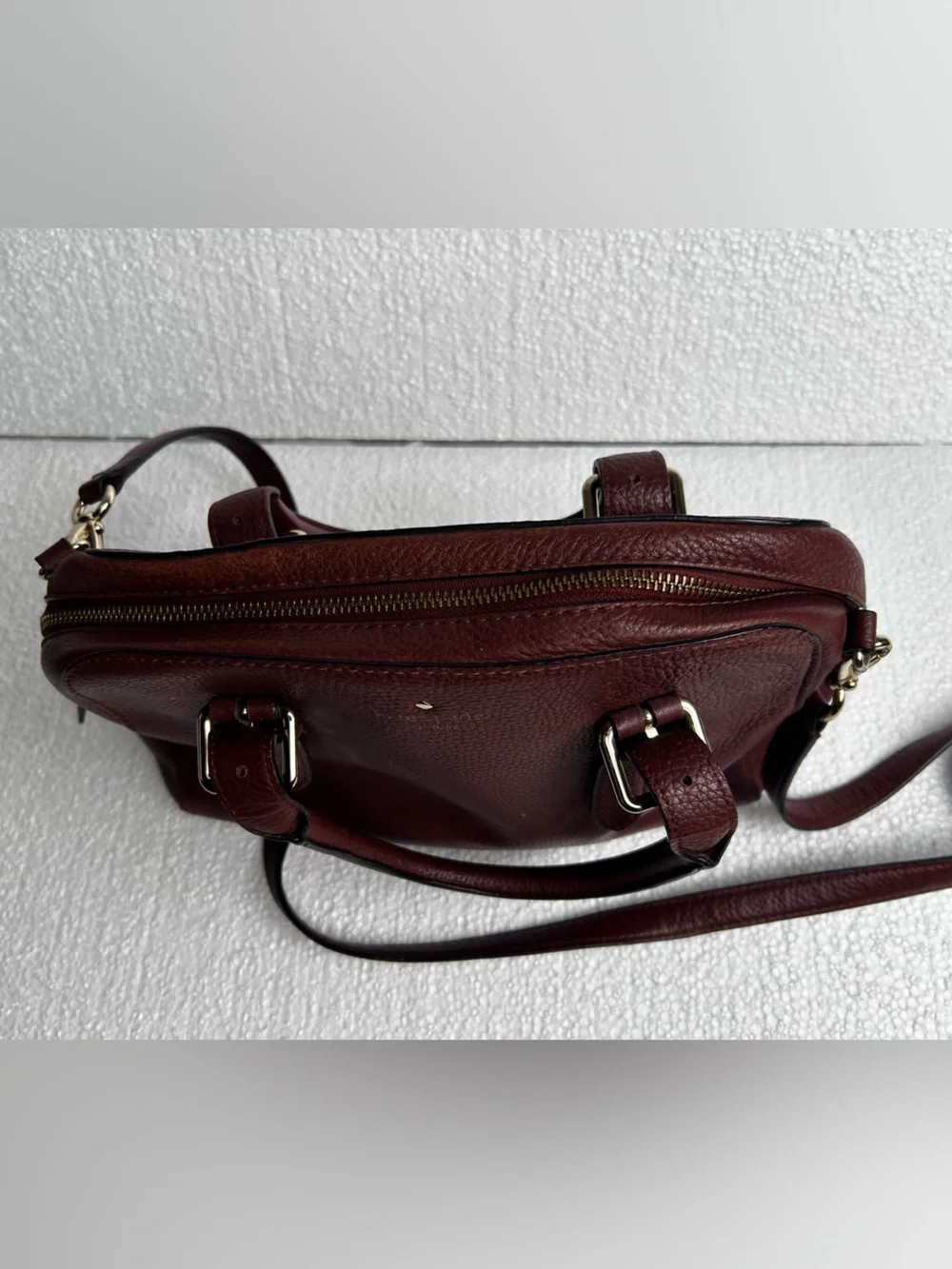 kate spade Pebbled Leather Satchel in Deep Burgundy